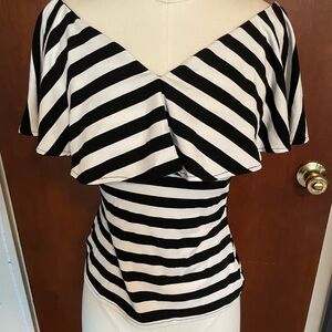 Striped Black and White Off-Shoulder Top